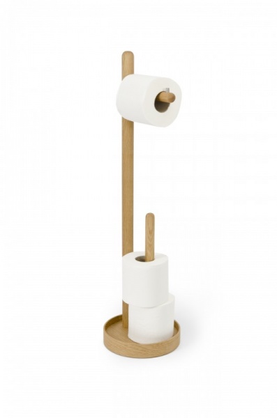 Yoku Freestanding Toilet Roll Holder - Natural Oak
